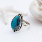 Azurite Tear Drop Ring ~ Gemstone ~ Natural ~ Sterling Silver 925~ Jewelry ~ Handmade ~ MR261