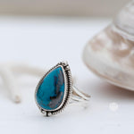 Azurite Tear Drop Ring ~ Gemstone ~ Natural ~ Sterling Silver 925~ Jewelry ~ Handmade ~ MR261