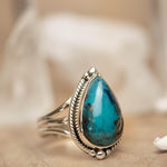 Azurite Tear Drop Ring ~ Gemstone ~ Natural ~ Sterling Silver 925~ Jewelry ~ Handmade ~ MR261