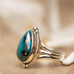 Azurite Tear Drop Ring ~ Gemstone ~ Natural ~ Sterling Silver 925~ Jewelry ~ Handmade ~ MR261