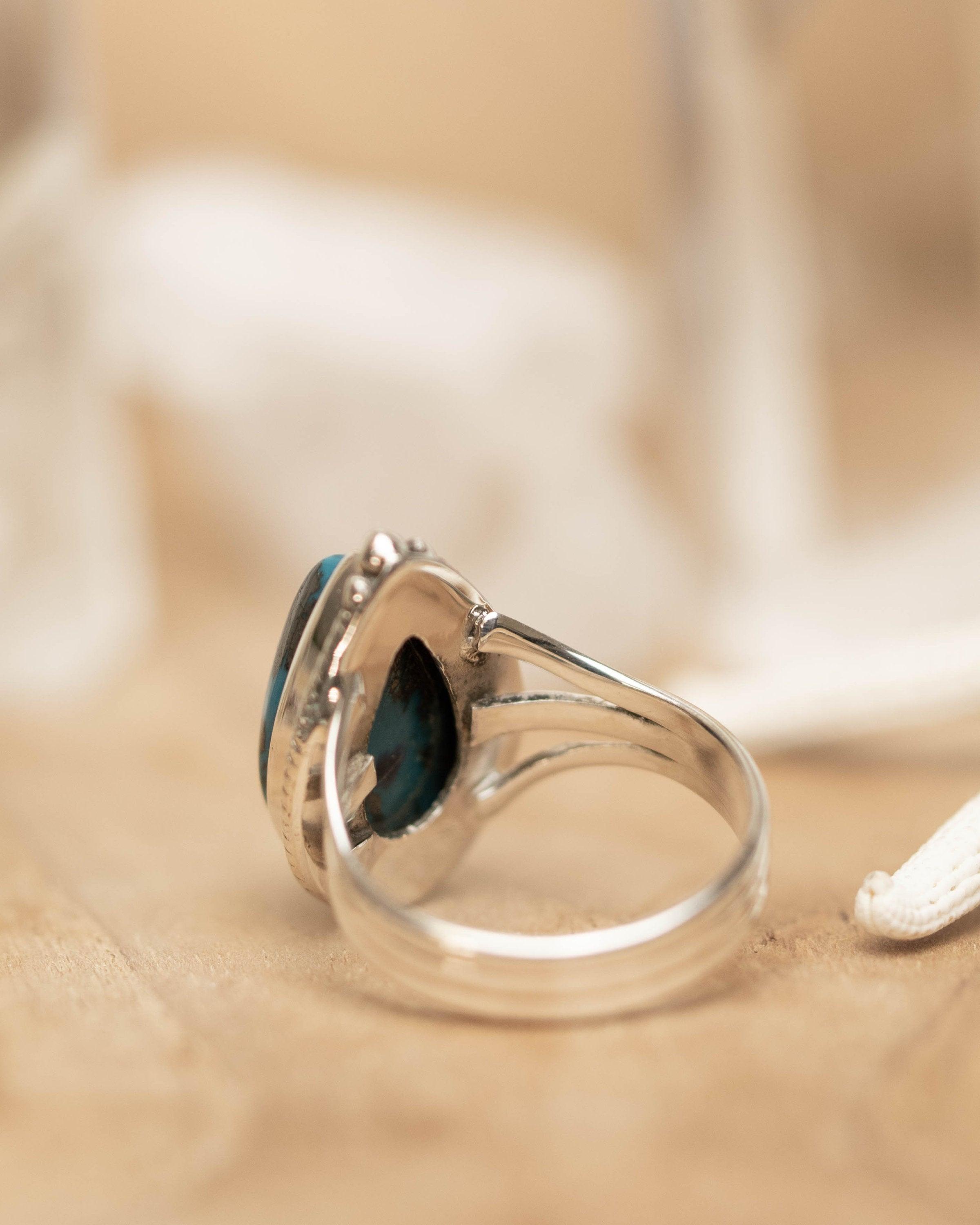 Azurite Tear Drop Ring ~ Gemstone ~ Natural ~ Sterling Silver 925~ Jewelry ~ Handmade ~ MR261