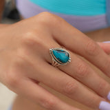 Azurite Tear Drop Ring ~ Gemstone ~ Natural ~ Sterling Silver 925~ Jewelry ~ Handmade ~ MR261