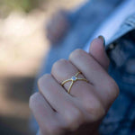 Moonstone X Ring ~ Gemstone ~ Natural ~ 18k Gold Plated ~ Jewelry ~ Handmade ~ Boho ~ June  Birthstone MR