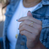 Moonstone X Ring ~ Gemstone ~ Natural ~ 18k Gold Plated ~ Jewelry ~ Handmade ~ Boho ~ June  Birthstone MR