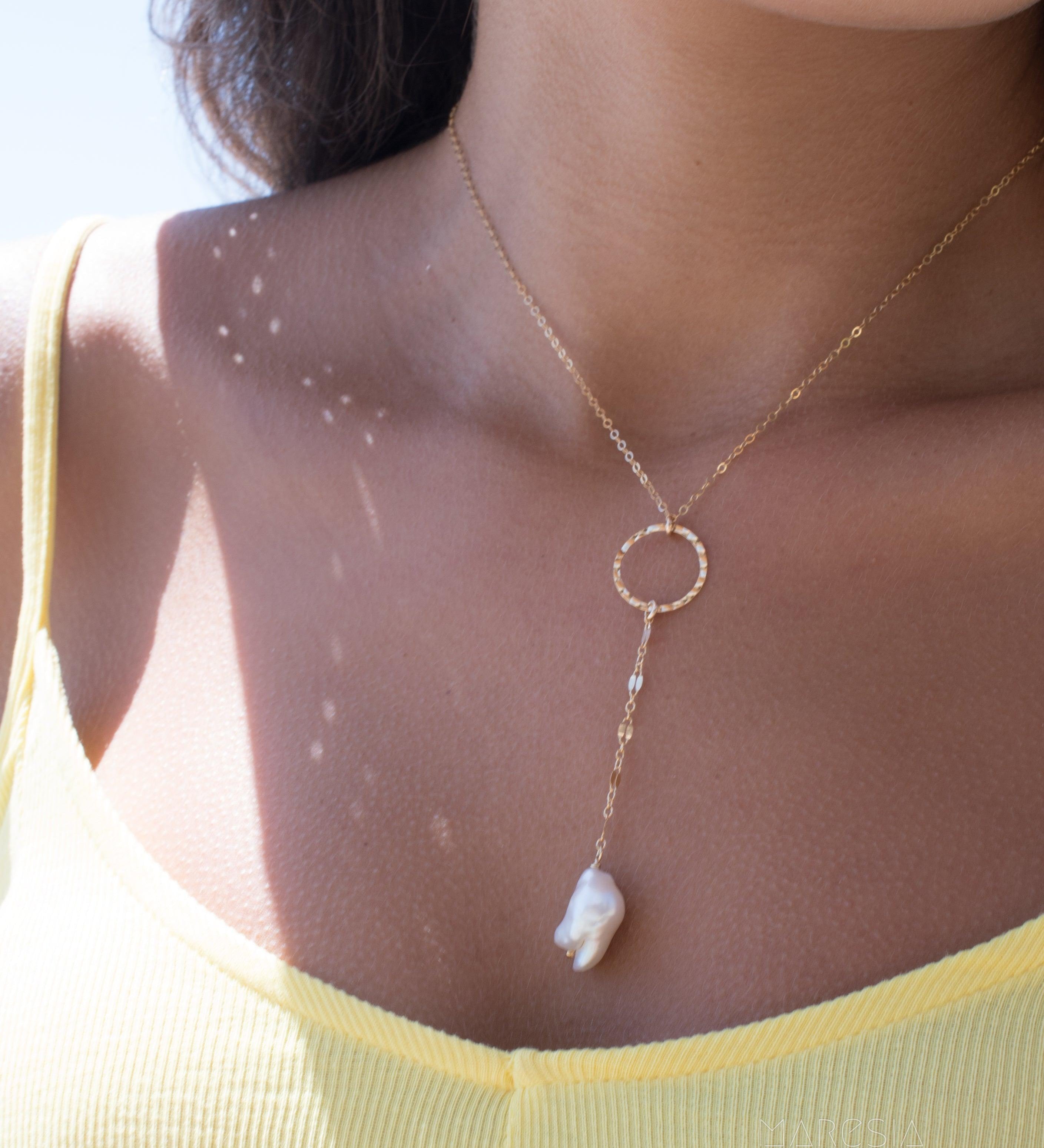 Baroque Pearl Y Necklace ~Gold Filled - Maresia Jewelry