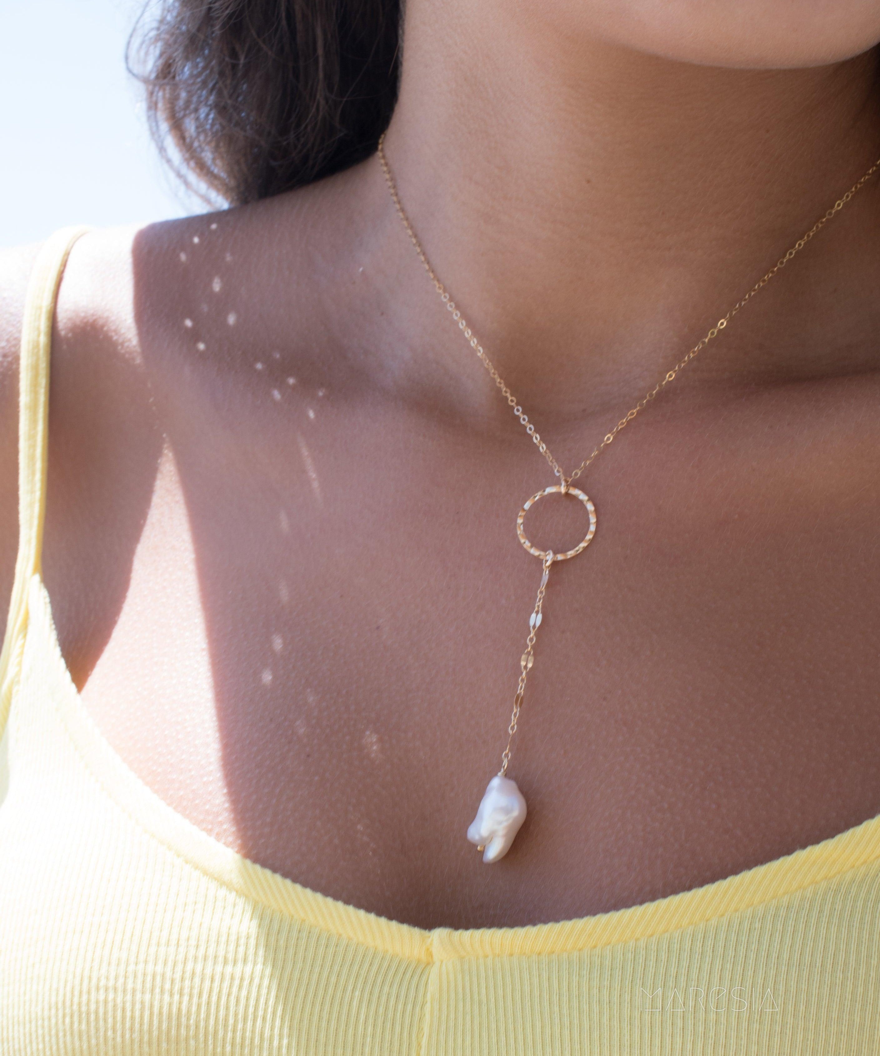 Baroque Pearl Y Necklace ~Gold Filled - Maresia Jewelry