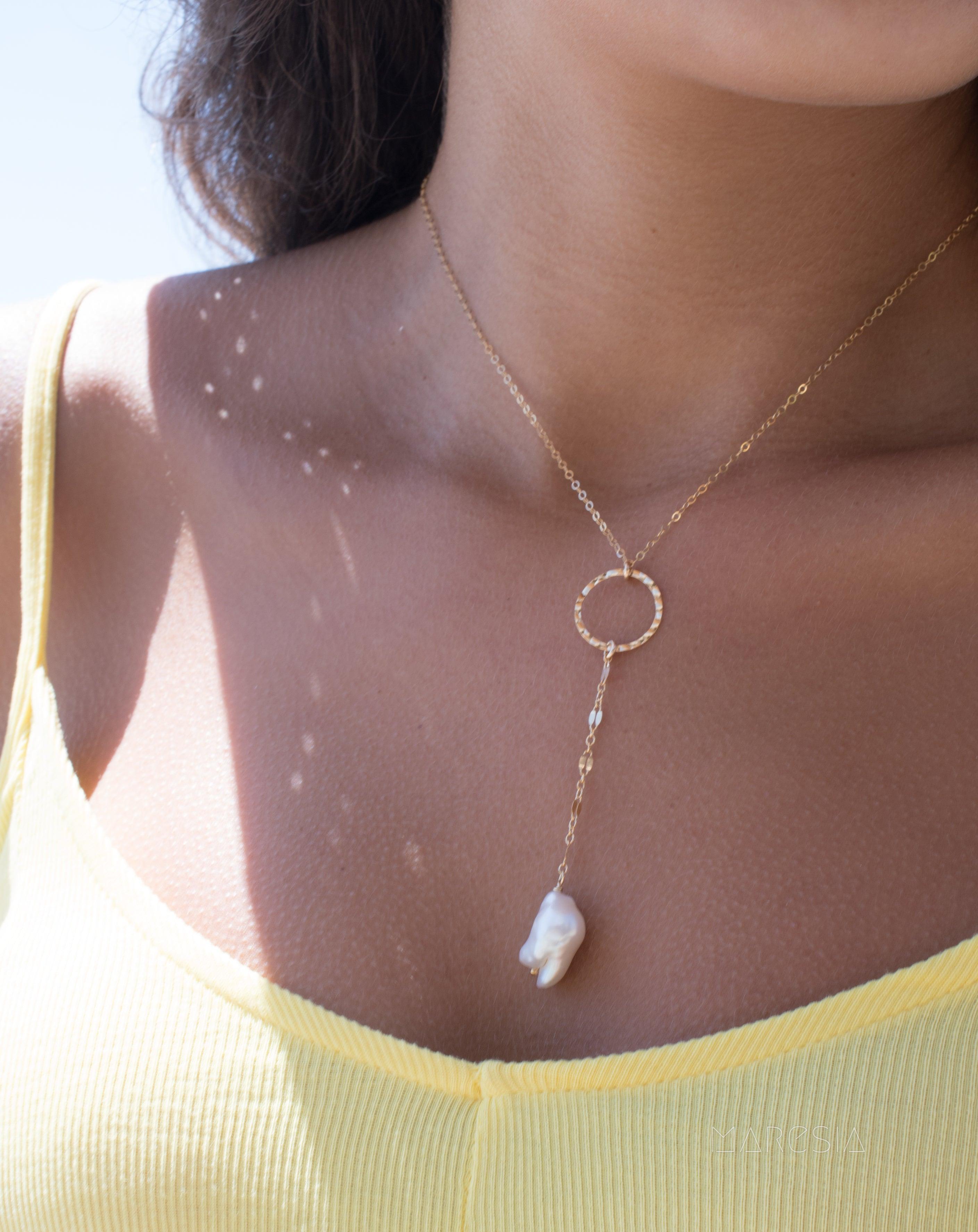 Baroque Pearl Y Necklace ~Gold Filled - Maresia Jewelry