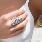 Beatriz Rainbow Labradorite Ring ~ Sterling Silver 925~ MR098 - Maresia Jewelry