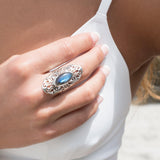 Beatriz Rainbow Labradorite Ring ~ Sterling Silver 925~ MR098 - Maresia Jewelry