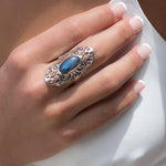 Beatriz Rainbow Labradorite Ring ~ Sterling Silver 925~ MR098 - Maresia Jewelry