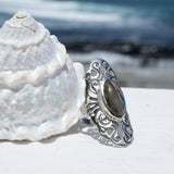 Beatriz Rainbow Labradorite Ring ~ Sterling Silver 925~ MR098 - Maresia Jewelry