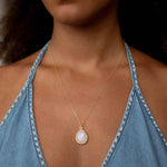 Labradorite, Aqua Chalcedony, Blue Chalcedony, Rose Quartz, Moonstone, Copper Turquoise, Emerald Necklace ~ Tear Drop ~ Gold Vermeil ~MN0