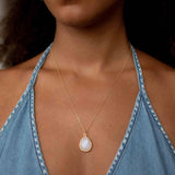 Labradorite, Aqua Chalcedony, Blue Chalcedony, Rose Quartz, Moonstone, Copper Turquoise, Emerald Necklace ~ Tear Drop ~ Gold Vermeil ~MN0