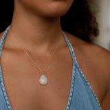 Labradorite, Aqua Chalcedony, Blue Chalcedony, Rose Quartz, Moonstone, Copper Turquoise, Emerald Necklace ~ Tear Drop ~ Gold Vermeil ~MN0