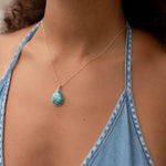 Labradorite, Aqua Chalcedony, Blue Chalcedony, Rose Quartz, Moonstone, Copper Turquoise, Emerald Necklace ~ Tear Drop ~ Gold Vermeil ~MN0