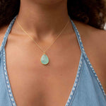 Labradorite, Aqua Chalcedony, Blue Chalcedony, Rose Quartz, Moonstone, Copper Turquoise, Emerald Necklace ~ Tear Drop ~ Gold Vermeil ~MN0