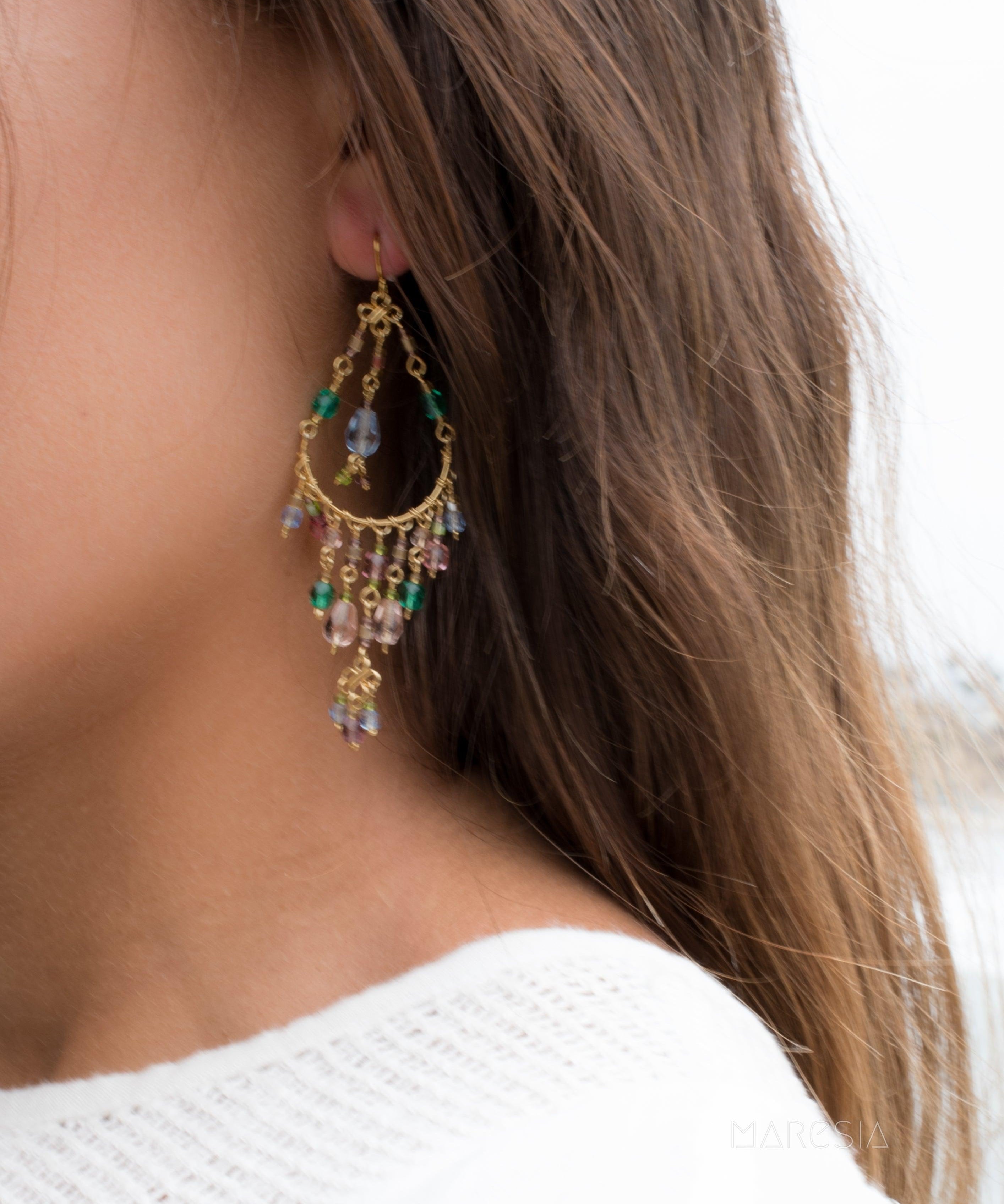 Bianca Chandelier Earrings ~Gold Plated ~ SME036 - Maresia Jewelry