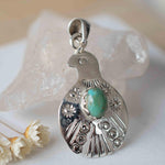 Turquoise Pendant ~ Bird  ~ Sterling Silver 925  ~ Delicate ~ Bohemian ~  Charm ~ MP005