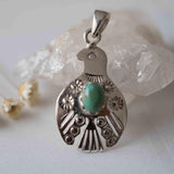Turquoise Pendant ~ Bird  ~ Sterling Silver 925  ~ Delicate ~ Bohemian ~  Charm ~ MP005