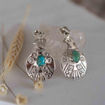 Turquoise Pendant ~ Bird  ~ Sterling Silver 925  ~ Delicate ~ Bohemian ~  Charm ~ MP005
