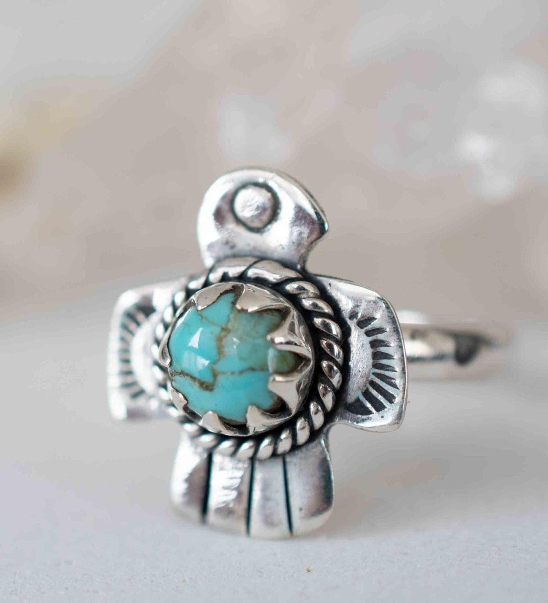 Turquoise Ring ~ Bird Ring ~ Sterling Silver 925 ~Handmade ~ Statement ~ Bohemian ~Jewelry ~Gift For Her ~Gemstone~December Birthstone~MR296