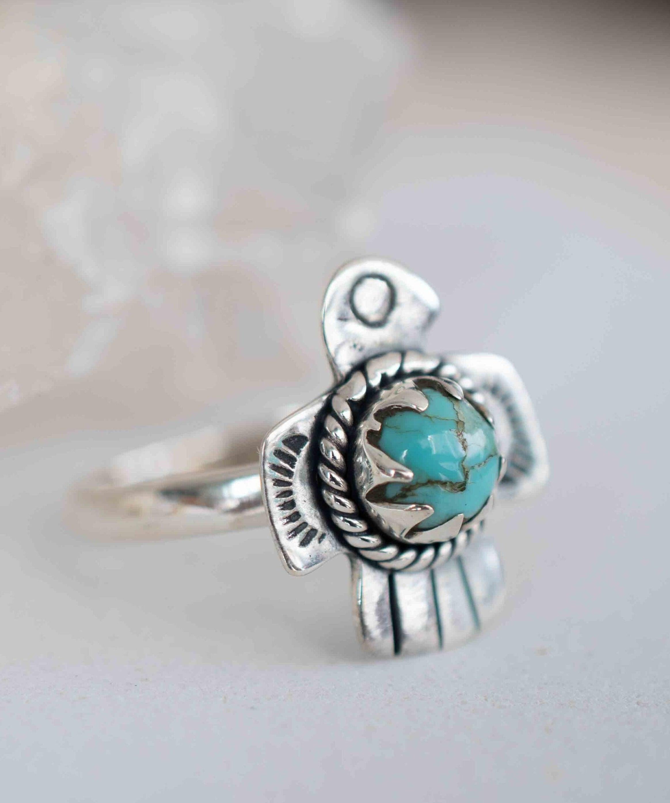 Turquoise Ring ~ Bird Ring ~ Sterling Silver 925 ~Handmade ~ Statement ~ Bohemian ~Jewelry ~Gift For Her ~Gemstone~December Birthstone~MR296