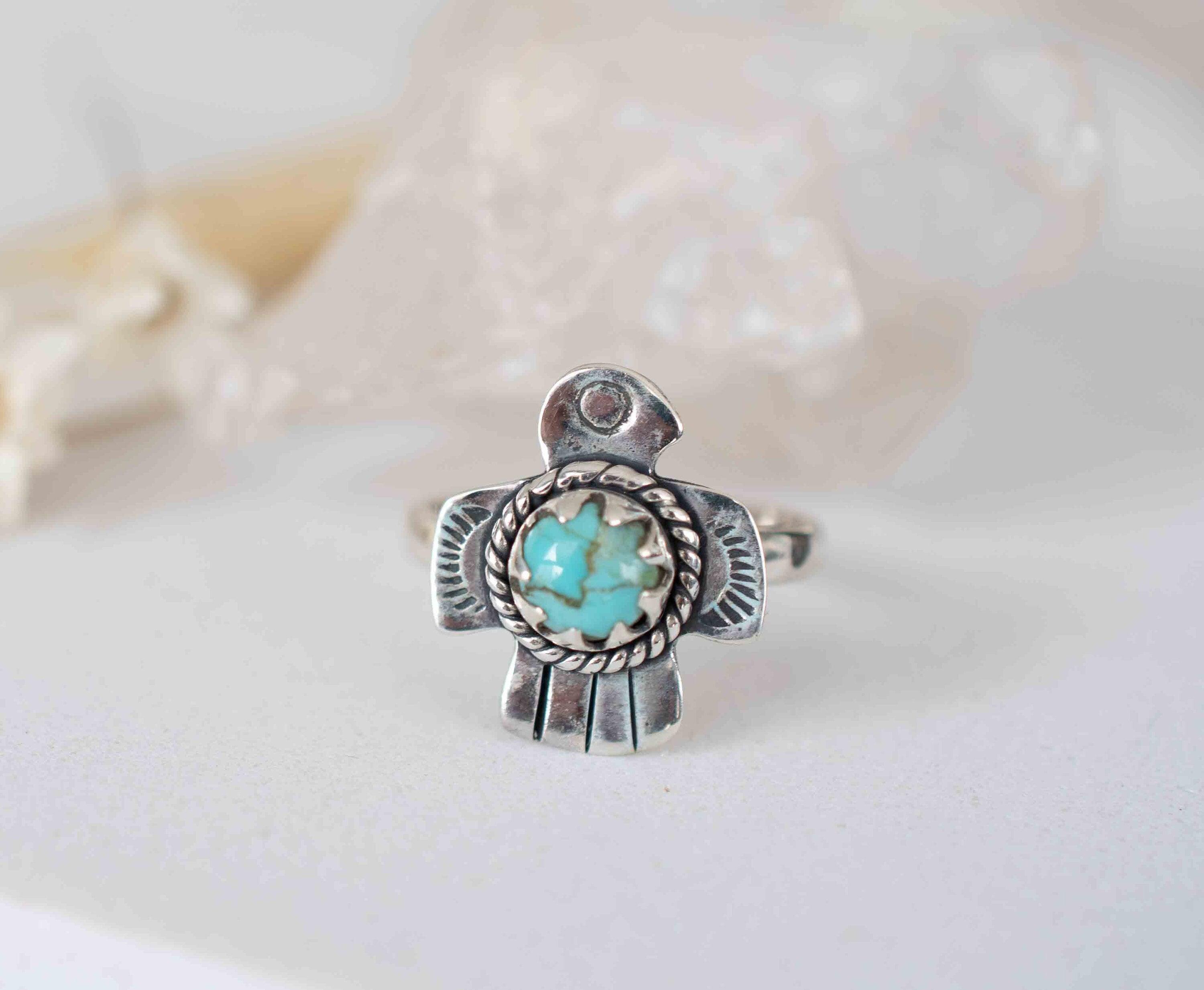Turquoise Ring ~ Bird Ring ~ Sterling Silver 925 ~Handmade ~ Statement ~ Bohemian ~Jewelry ~Gift For Her ~Gemstone~December Birthstone~MR296