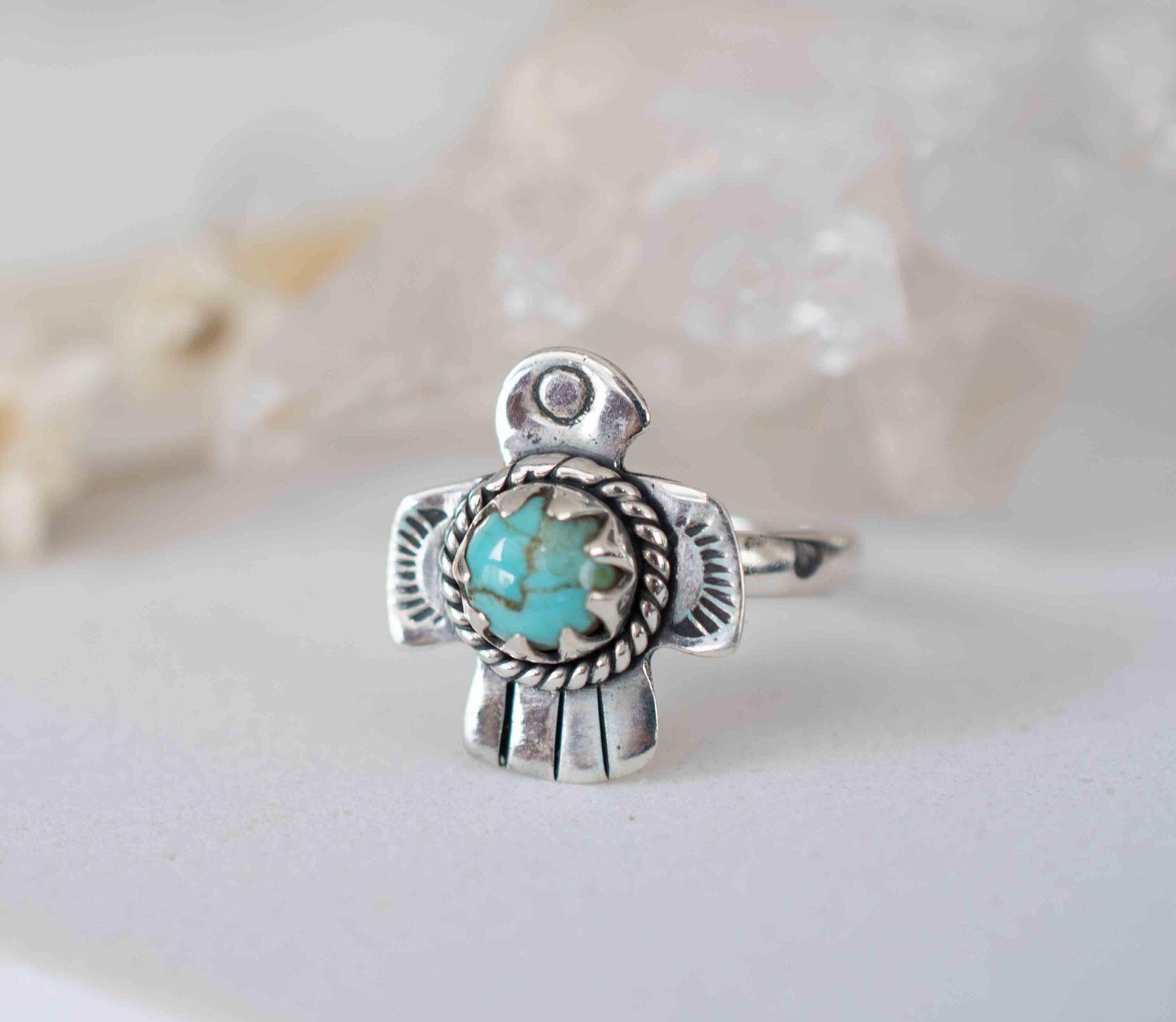Turquoise Ring ~ Bird Ring ~ Sterling Silver 925 ~Handmade ~ Statement ~ Bohemian ~Jewelry ~Gift For Her ~Gemstone~December Birthstone~MR296