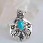 Turquoise Ring ~ Bird Ring ~ Sterling Silver 925 ~Handmade ~ Statement ~ Bohemian ~Jewelry ~Gift For Her ~Gemstone~December Birthstone~MR297