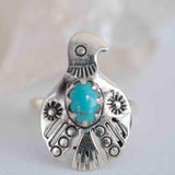 Turquoise Ring ~ Bird Ring ~ Sterling Silver 925 ~Handmade ~ Statement ~ Bohemian ~Jewelry ~Gift For Her ~Gemstone~December Birthstone~MR297