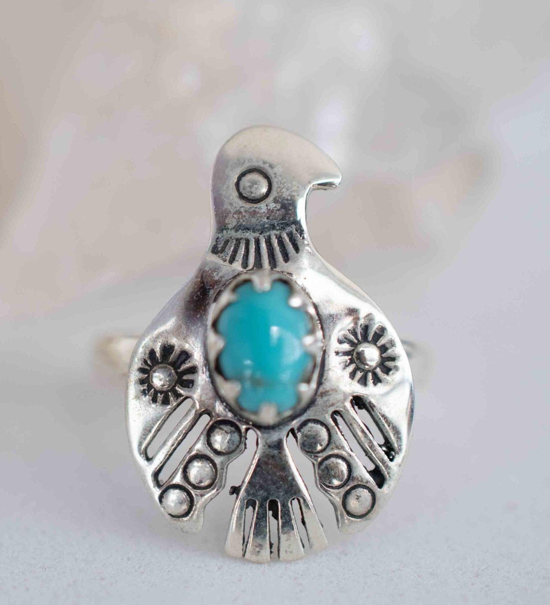 Turquoise Ring ~ Bird Ring ~ Sterling Silver 925 ~Handmade ~ Statement ~ Bohemian ~Jewelry ~Gift For Her ~Gemstone~December Birthstone~MR297