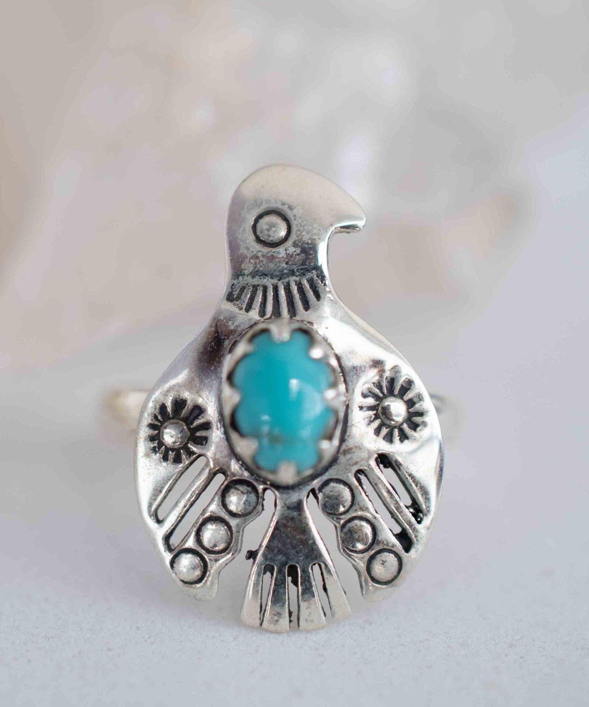 Turquoise Ring ~ Bird Ring ~ Sterling Silver 925 ~Handmade ~ Statement ~ Bohemian ~Jewelry ~Gift For Her ~Gemstone~December Birthstone~MR297