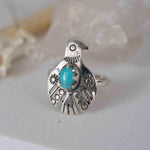 Turquoise Ring ~ Bird Ring ~ Sterling Silver 925 ~Handmade ~ Statement ~ Bohemian ~Jewelry ~Gift For Her ~Gemstone~December Birthstone~MR297