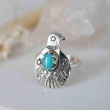 Turquoise Ring ~ Bird Ring ~ Sterling Silver 925 ~Handmade ~ Statement ~ Bohemian ~Jewelry ~Gift For Her ~Gemstone~December Birthstone~MR297