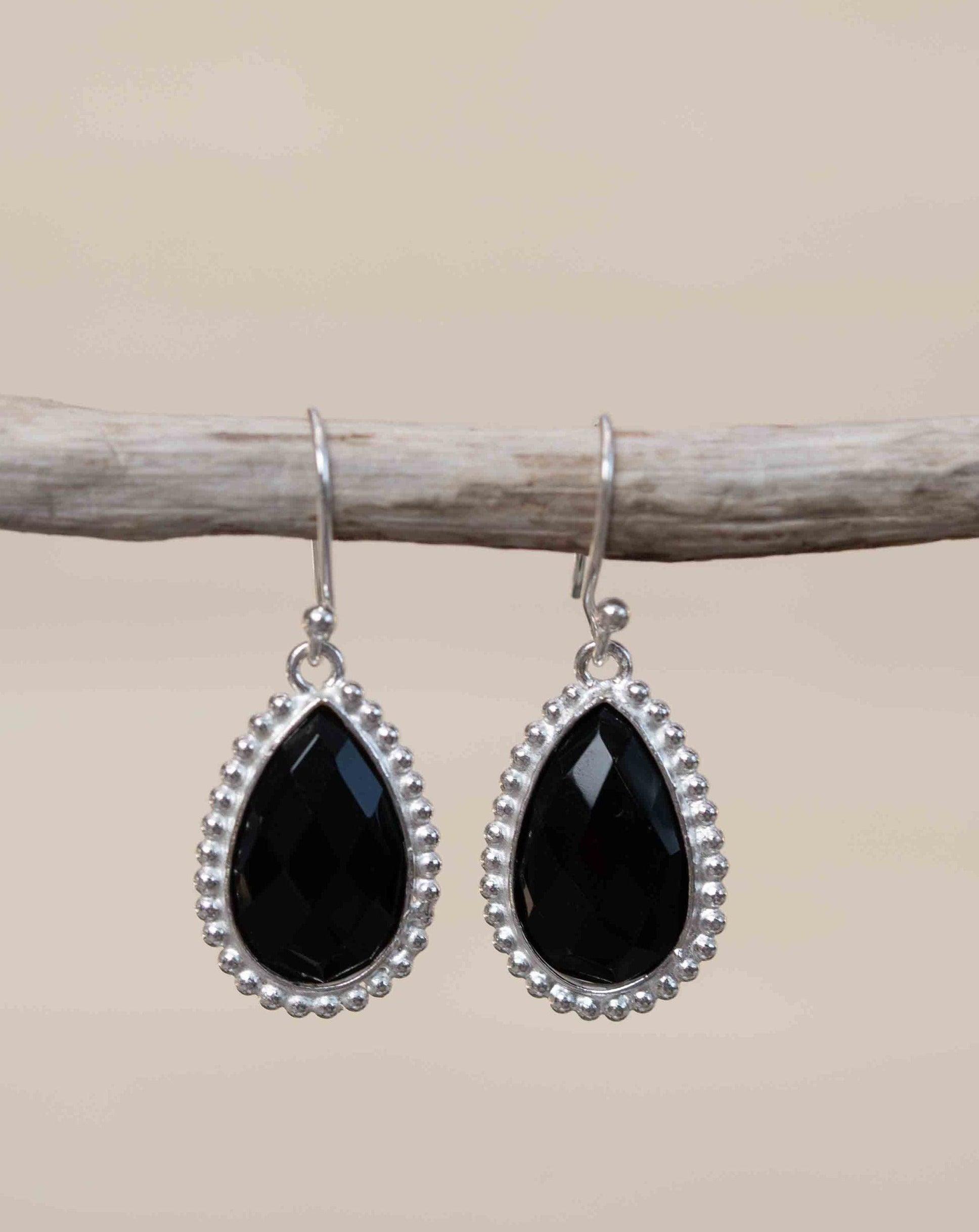 Black Onyx Earrings ~ Sterling Silver 925  ~ Gemstone ~ Dangle ~ Handmade ~ Jewelry ~ Tear Drop ~ Maresia ~ Boho ~ ME192