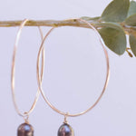 Black Pearl Hoop Earrings ~ Sterling Silver or 14k Gold Filled   ~ ME052 - Maresia Jewelry