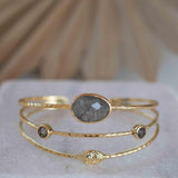 Black Rutilated Quartz Adjustable Bracelet ~ Gold Plated 18k ~ Handmade ~Statement  Hippie ~Bohemian ~Jewelry ~Gemstone ~ MB048