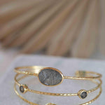Black Rutilated Quartz Adjustable Bracelet ~ Gold Plated 18k ~ Handmade ~Statement  Hippie ~Bohemian ~Jewelry ~Gemstone ~ MB048