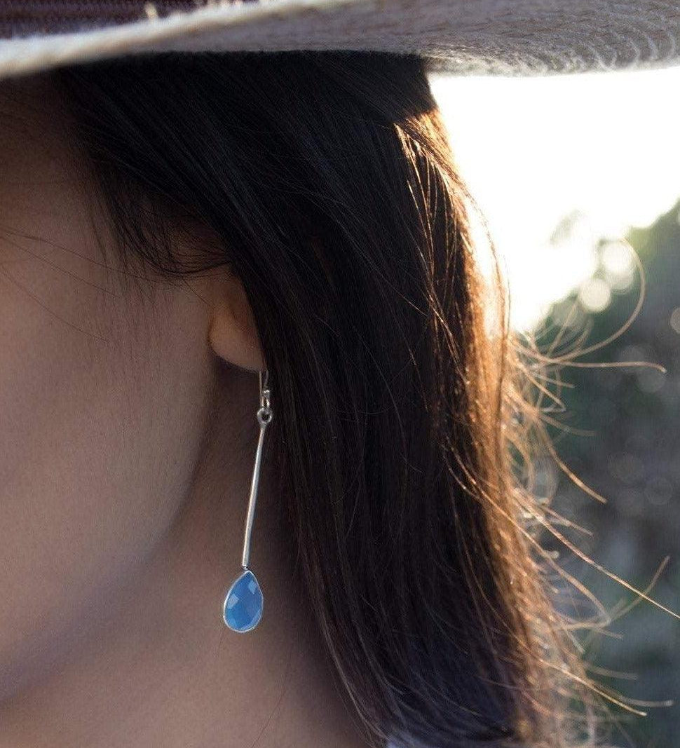 Blue Chalcedony Earrings ~ Sterling Silver 925  ~ ME132 - Maresia Jewelry