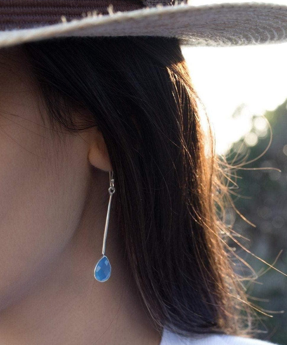 Blue Chalcedony Earrings ~ Sterling Silver 925  ~ ME132 - Maresia Jewelry