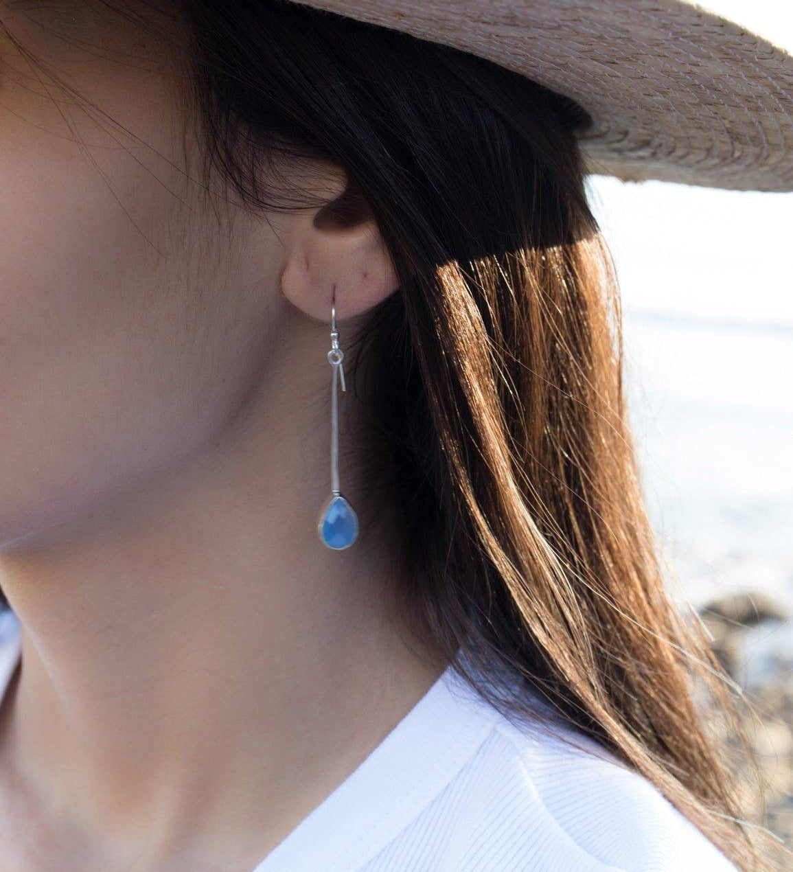 Blue Chalcedony Earrings ~ Sterling Silver 925  ~ ME132 - Maresia Jewelry