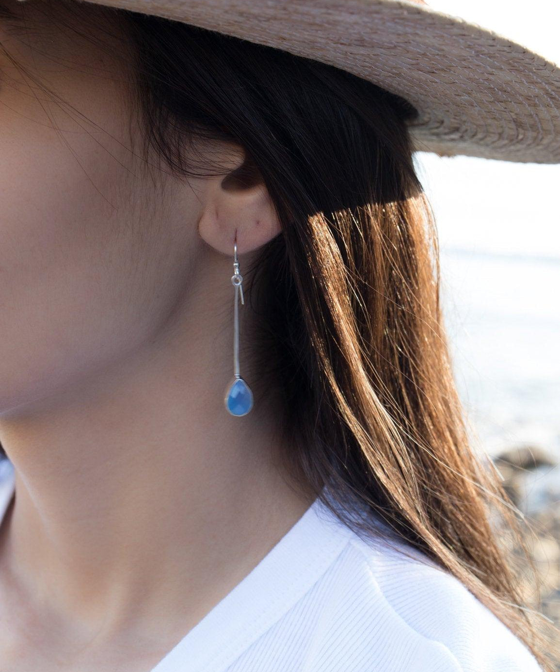 Blue Chalcedony Earrings ~ Sterling Silver 925  ~ ME132 - Maresia Jewelry