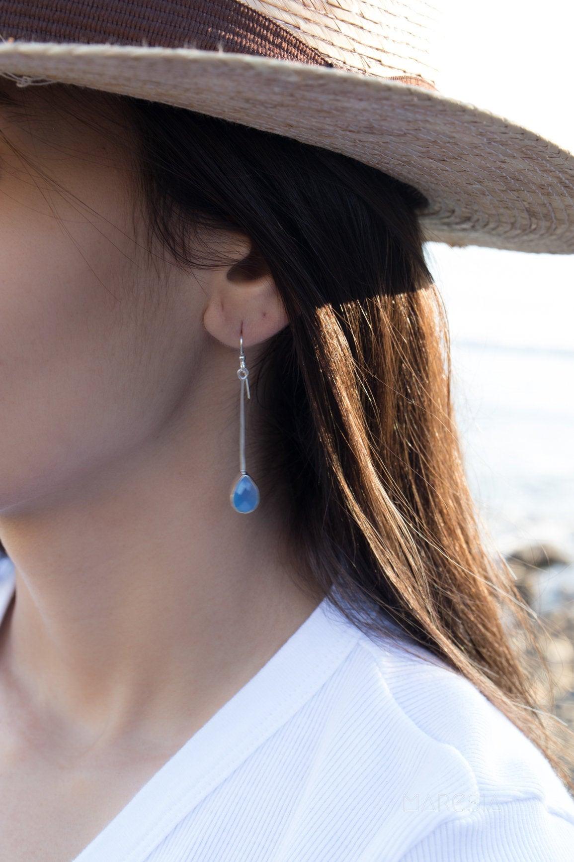 Blue Chalcedony Earrings ~ Sterling Silver 925  ~ ME132 - Maresia Jewelry