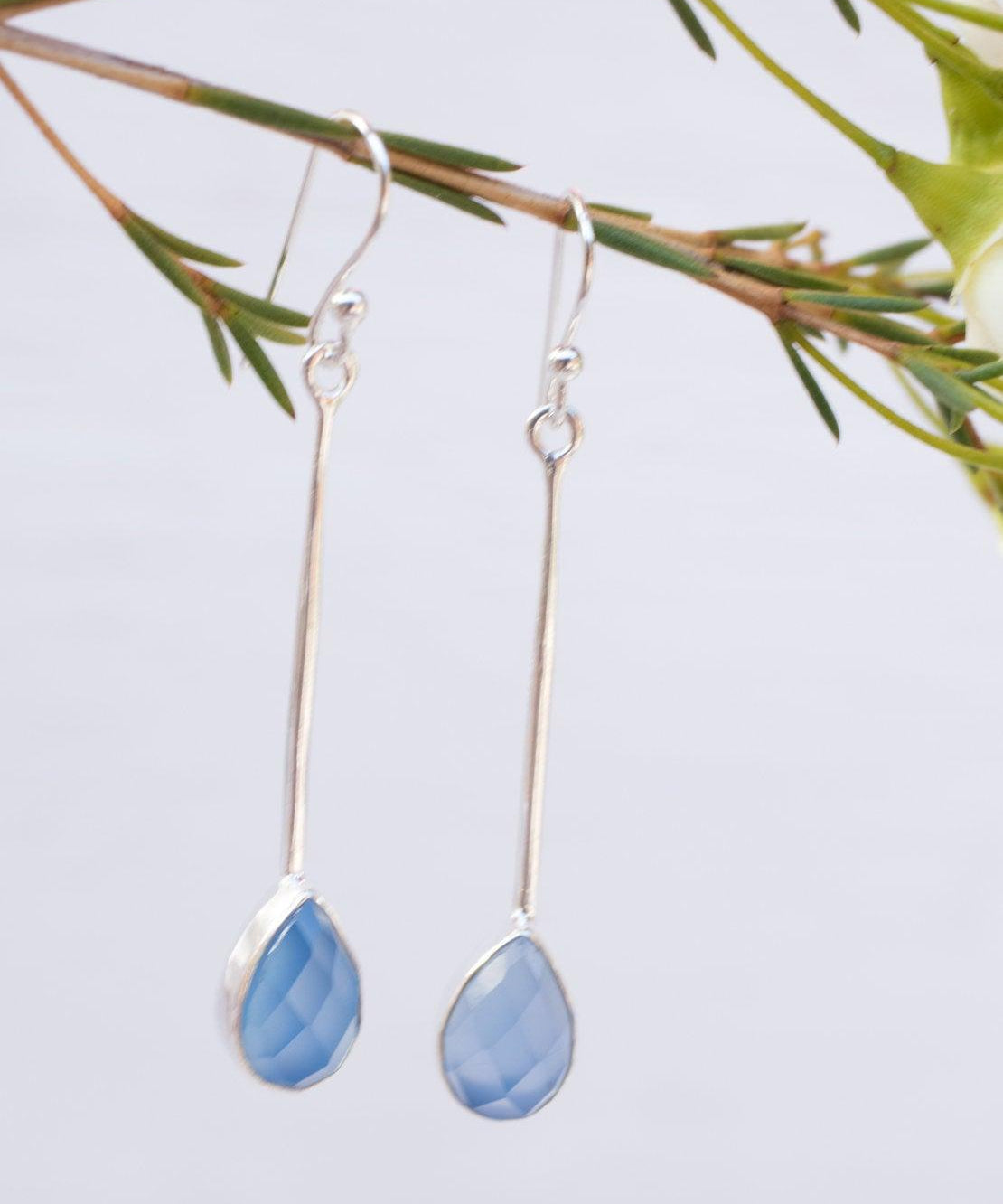 Blue Chalcedony Earrings ~ Sterling Silver 925  ~ ME132 - Maresia Jewelry