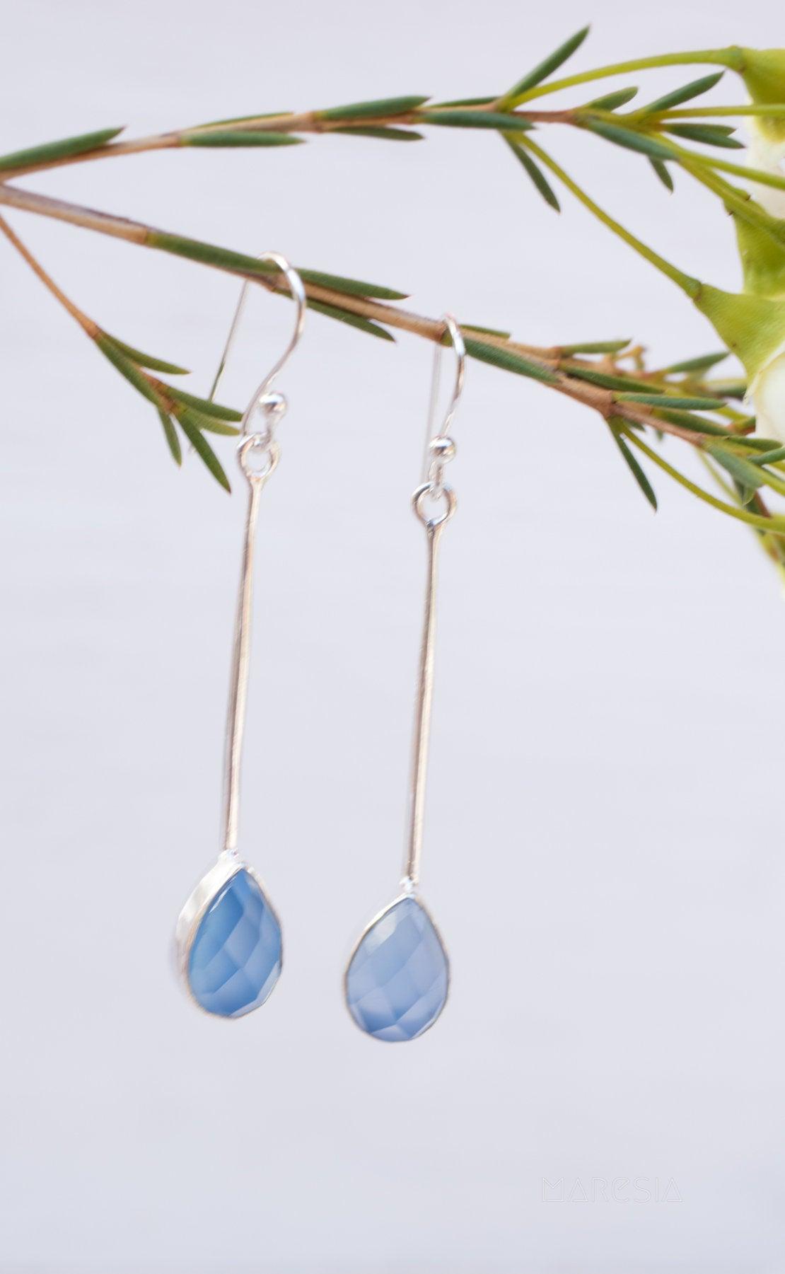 Blue Chalcedony Earrings ~ Sterling Silver 925  ~ ME132 - Maresia Jewelry