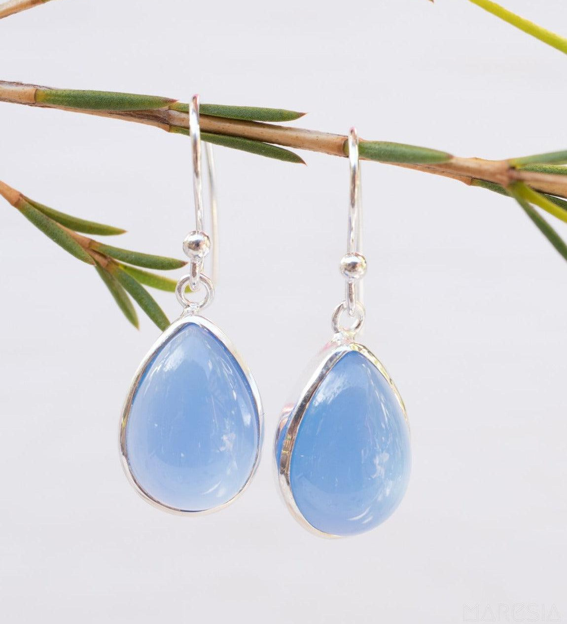Blue Chalcedony Earrings~ Sterling Silver 925 ~ ME140 - Maresia Jewelry
