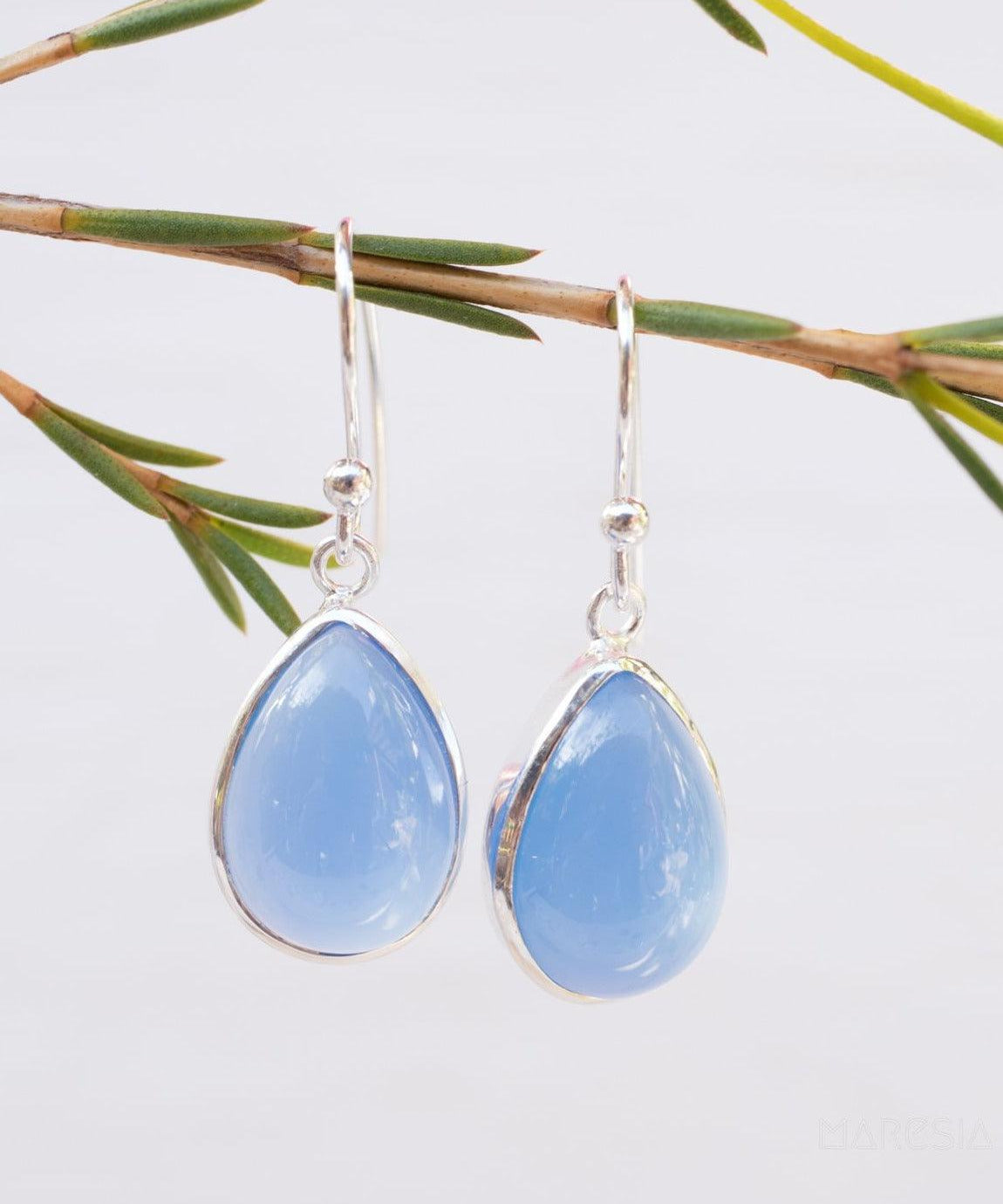 Blue Chalcedony Earrings~ Sterling Silver 925 ~ ME140 - Maresia Jewelry