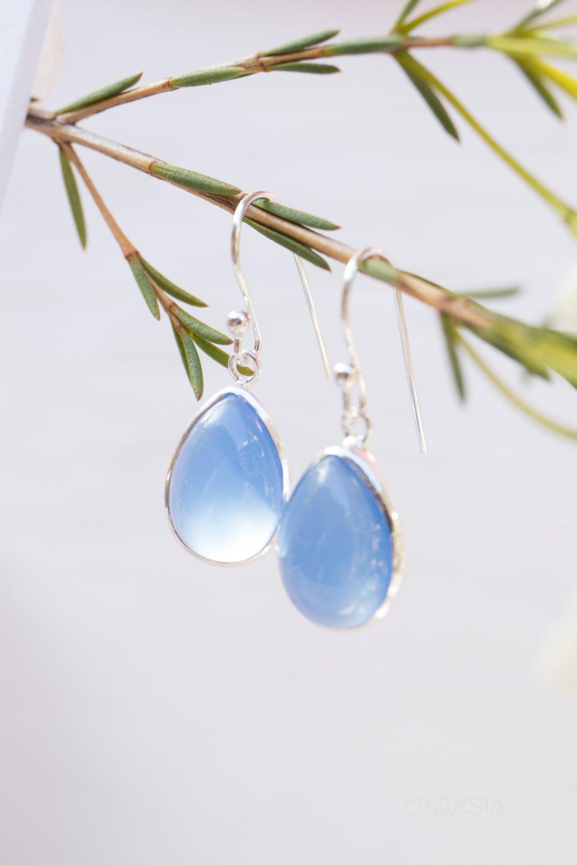 Blue Chalcedony Earrings~ Sterling Silver 925 ~ ME140 - Maresia Jewelry