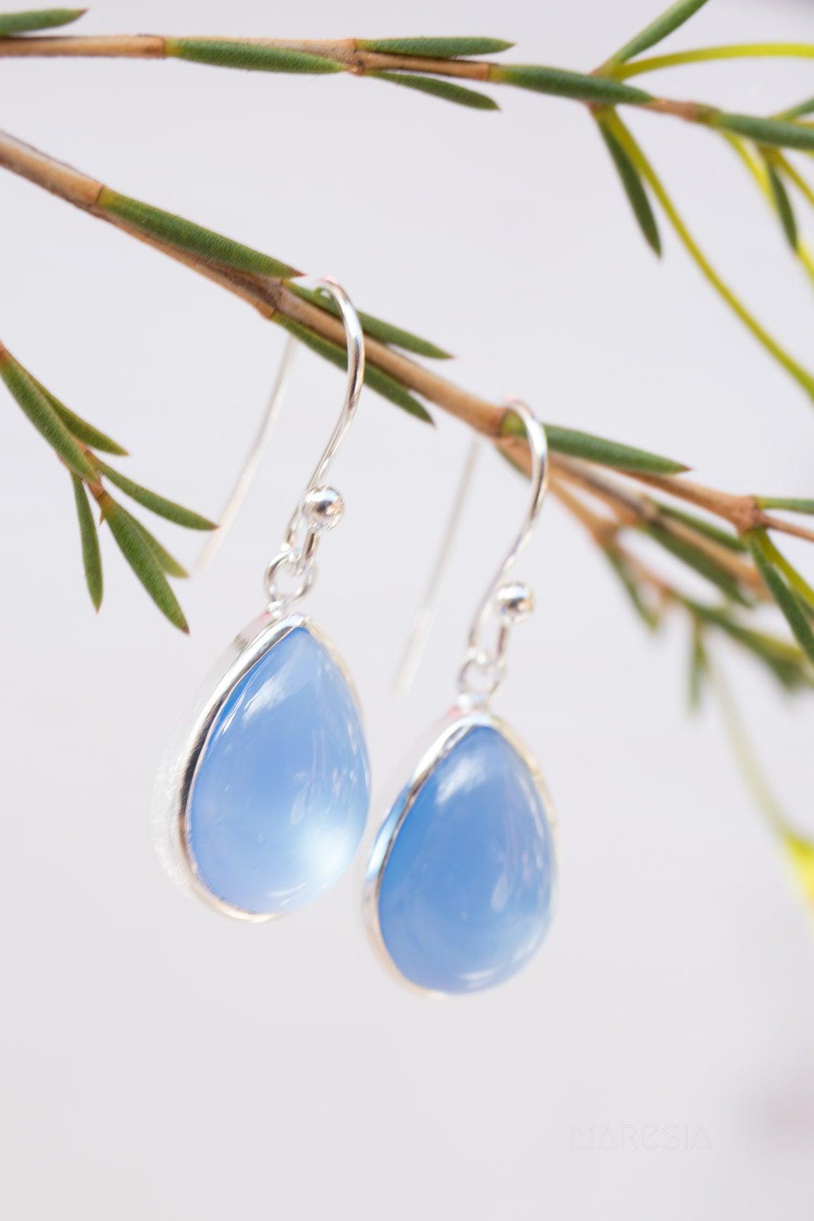 Blue Chalcedony Earrings~ Sterling Silver 925 ~ ME140 - Maresia Jewelry