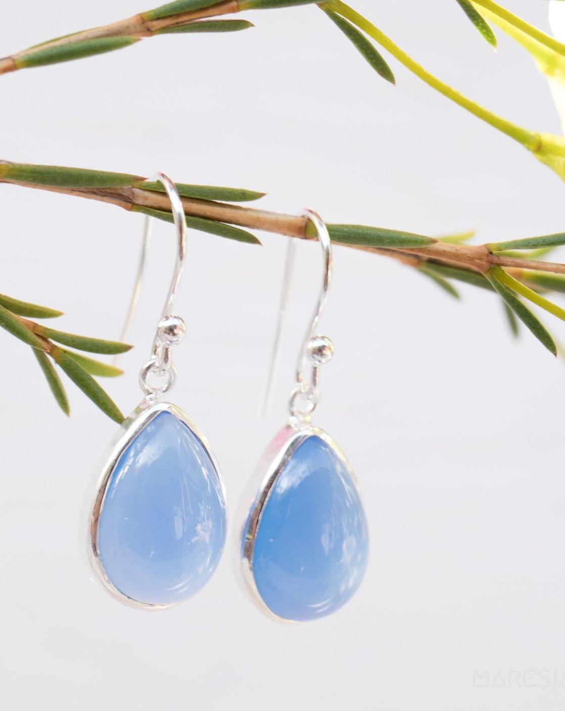 Blue Chalcedony Earrings~ Sterling Silver 925 ~ ME140 - Maresia Jewelry